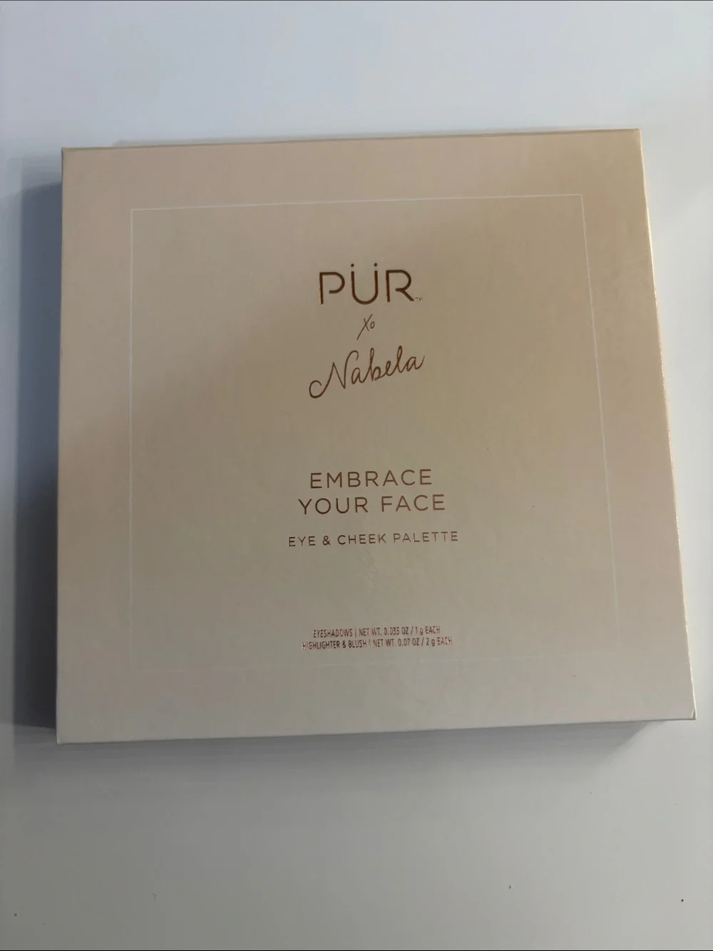 PÜR Embrace Your Face Eye & Cheek Palette - Nude Pink Gold Packaging